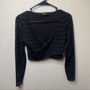 Black cross over crop top